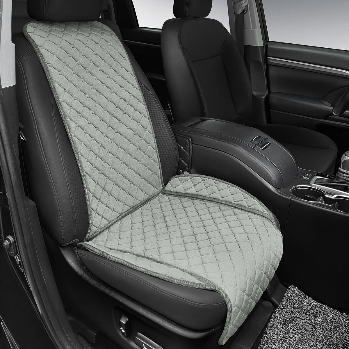 surpassme Comfortable Car Seat Covers Universal Front Seat Covers for Car Accessories with Storage Pockets, Padded Car Interior Covers for Automotive, SUV, Truck, and Van(Khaki)