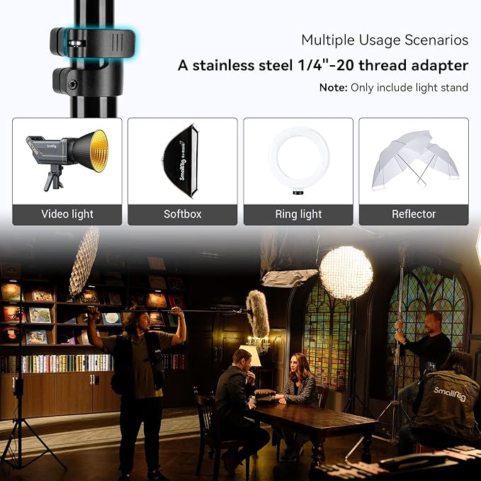 SMALLRIG Photography Light Stand 110"/9.2ft/280cm, Air-Cushioned Aluminum Photo