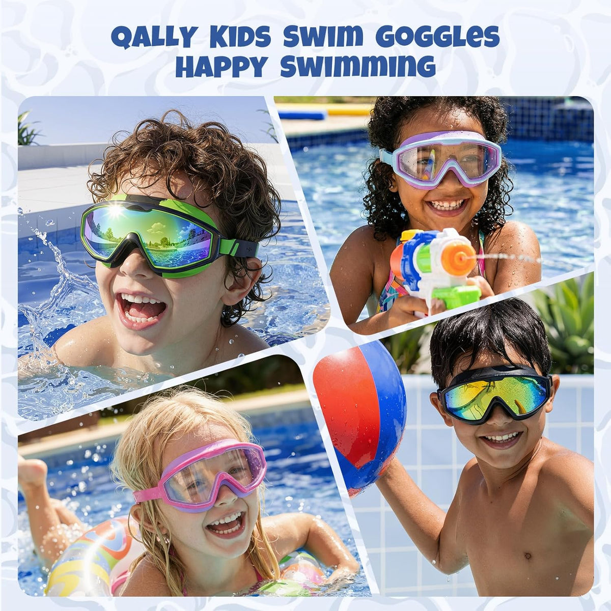 Skiennix Kids Swim Goggles - Anti-Fog UV Protection | 180° Clear View | 3 Pack for Ages 4-16