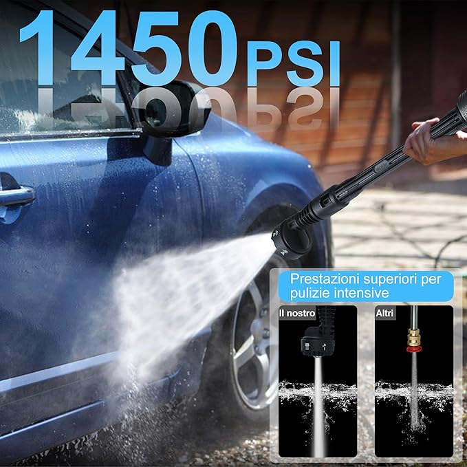 Cordless 1450 PSI Pressure Wassher Brushless, 2 * 4000mAH Batteries