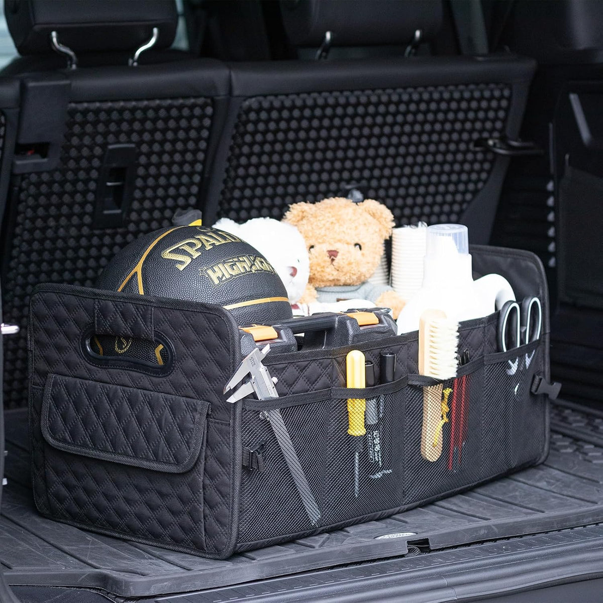 Car Trunk Organizer for SUV, Collapsible Car Storage Organizer Large Black