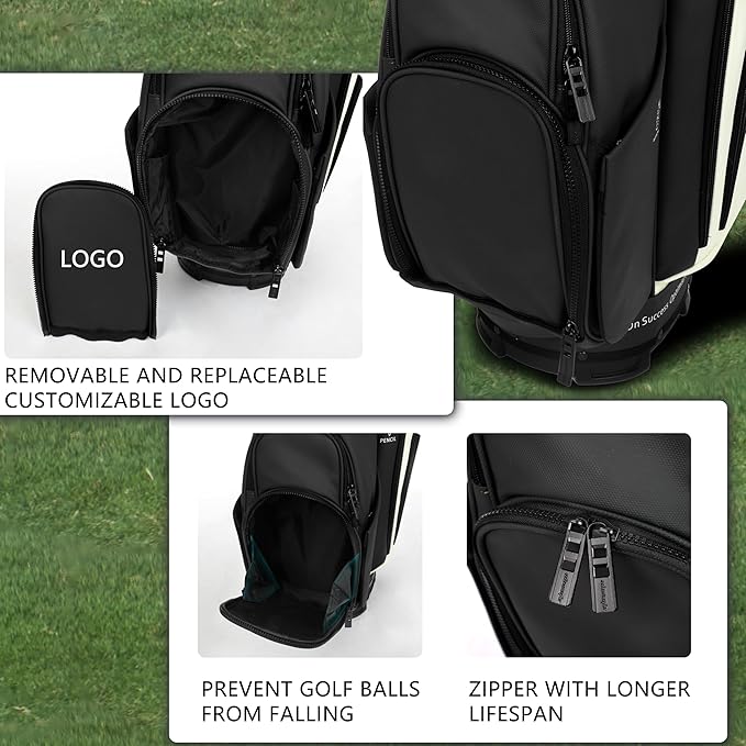 PU Leather Lightweight Men Women Blue White Black Green Golf Bag,Multiple 10 Pockets 14-Way Dividers Cooler Pouch Golf Cart Bag