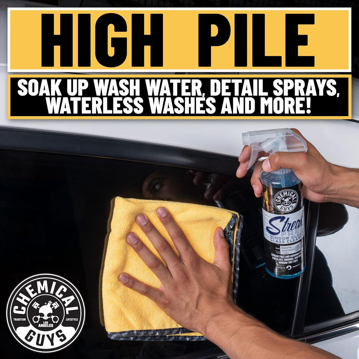 Chemical Guys SPI22616 HydroThread Ceramic Fabric Protectant & Stain Repellent (Works on Fabric, Carpet & Upholstery) 16 oz. + MIC_506_03 Premium Microfiber Towels, Gold (16" x16") 3 Pack