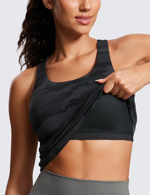 CRZ YOGA Butterluxe Racerback Tank Tops for Women - Padded Spandex Yoga Shirts with Built-In Bra