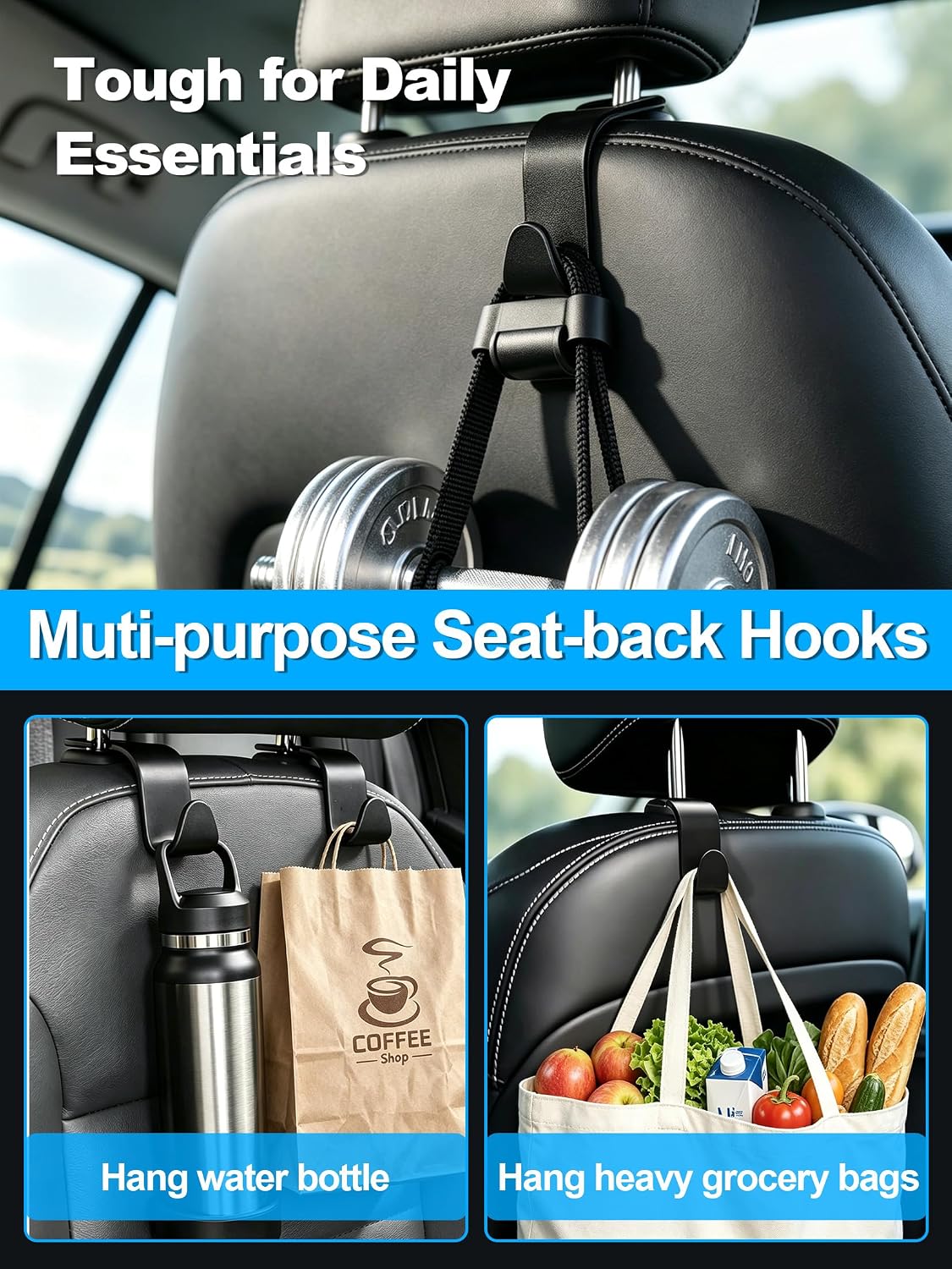 DO DOWIN 4 Pack XL Hard Hat Holder Hooks for Truck (2XL + 2Standard)