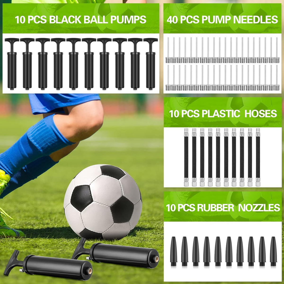 Reginary Ball Pump - 10 Pcs Sports Pump with Needle & Extension Hose for Basketball, Football, Soccer, Volleyball