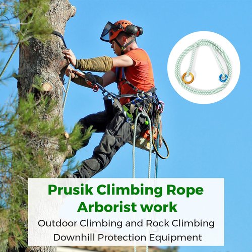 6mm Prusik Loop Cord, Polyester Auxiliary Rope 8kN, Zero-Slip Grip for Climbing, Arborist, Rescue, Tree Work & Caving 19.7inch