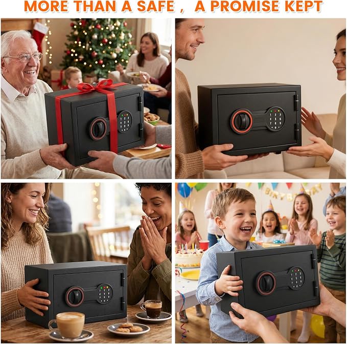 Small Safe for Home, 9.84"H Safe Box for College Dorm Room, Office & Home