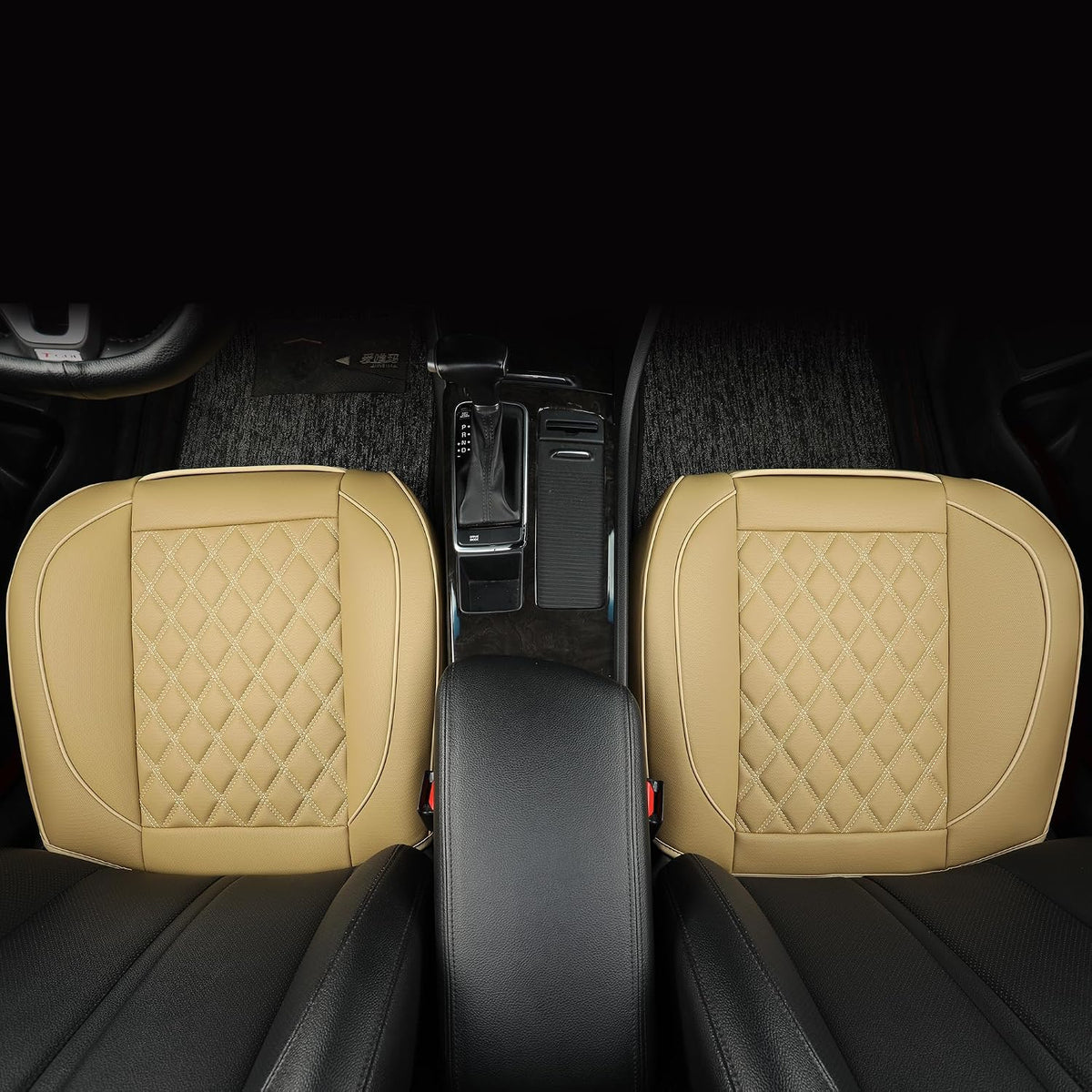 1 Pack Leather Front Car Seat Covers,Bottom Seat Covers for Cars,Driver Car Seat Cover,Luxury Seat Protectors,Waterproof,Full Wrap,for Most Vehicles,Sedan,Truck,SUV(Beige)