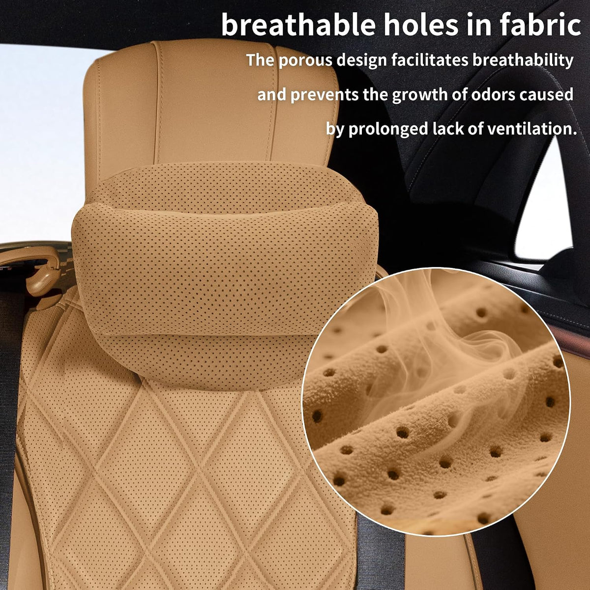 2 Pack Car Neck Pillow, Ergonomic Car Neck Support Pillow for Relieve Driving Fatigue, Universal Fit Cars SUVs Sedan Home Office (Light Brown)
