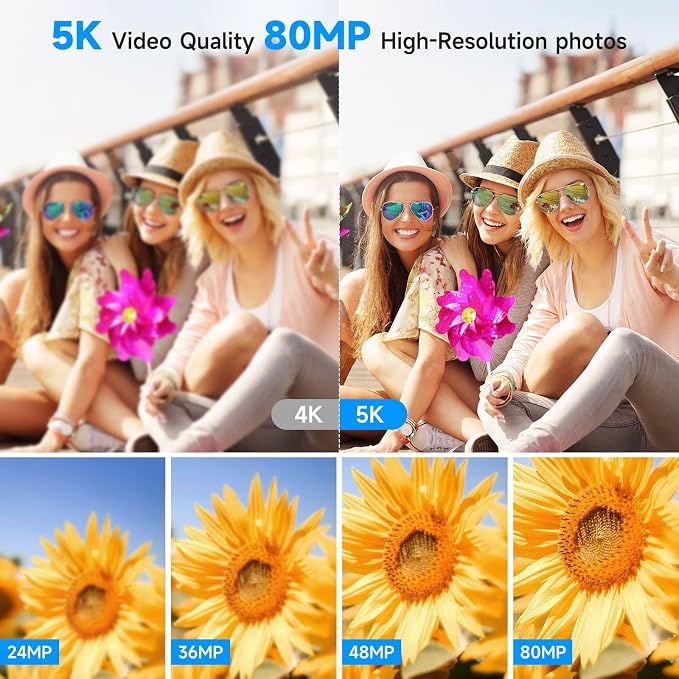 5K Vlogging Digital Camera for Beginners, 80MP Travel Camera for Photography