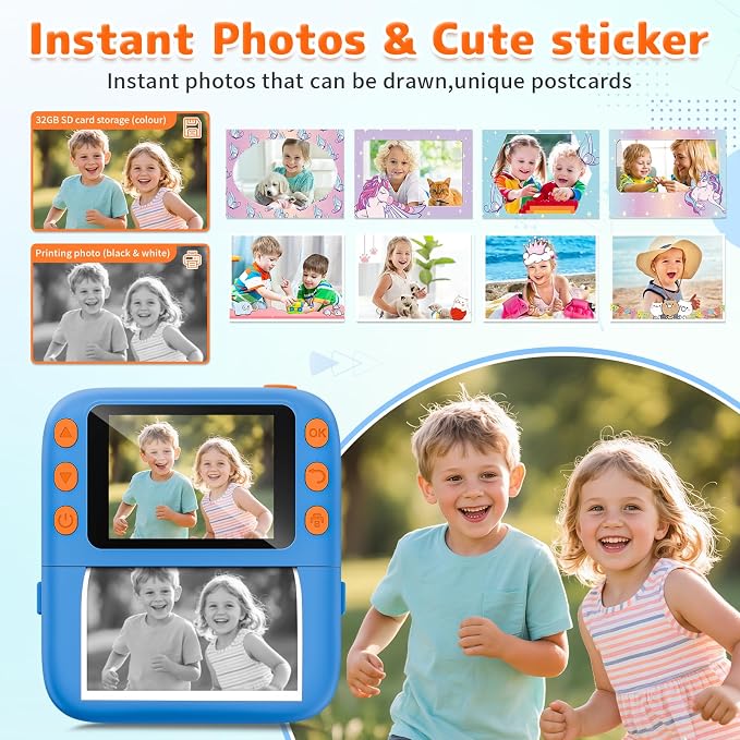 Instant Print Camera for Kids, Christmas Birthday Gifts for Girls Boys
