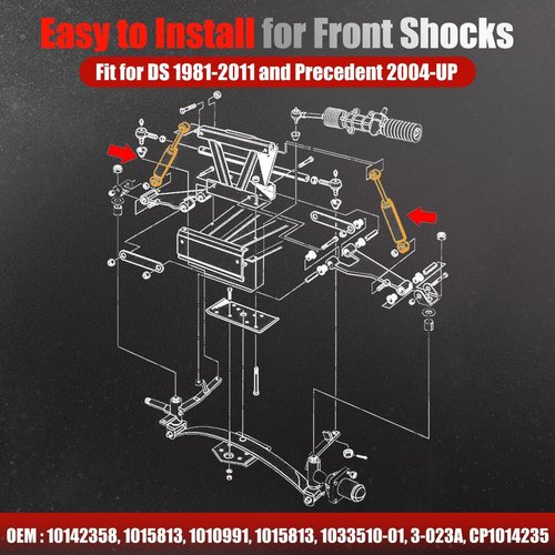 Club Car Front Shocks Golf Cart Shock Absorbers for Club Car DS G&E 1981-2011, Precedent G&E 2004 up, Tempo 2018 up, OEM 1010991, 1014235, 102588601, 2 Pack