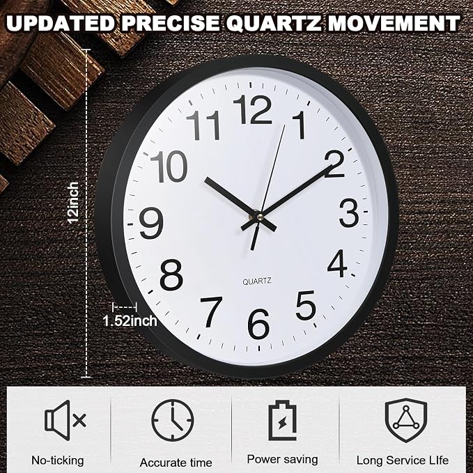Inbagi 8 Pcs Wall Clock Bulk Large Silent Battery Operated Classroom Clocks