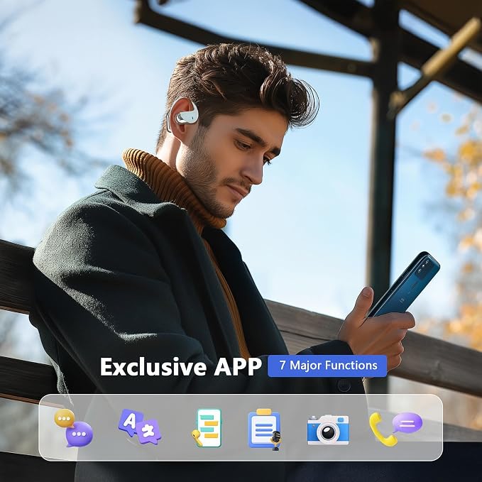 AI Open Ear Earbuds Translation Headphones, Real-Time 2-Way Language Translator
