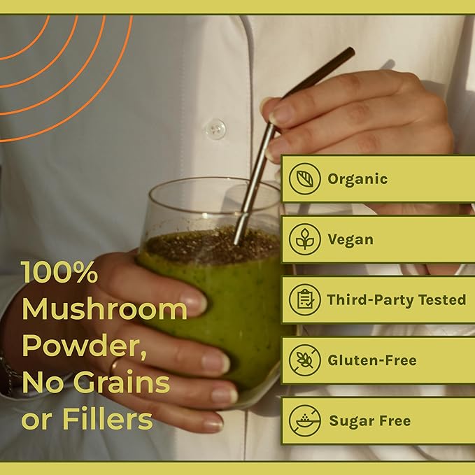 Naturealm Cordyceps Mushroom Powder - Organic Mushroom Extract for Focus, Energy & Mental Clarity - 100% Mushroom Fruiting Bodies - Cordyceps Militaris Supplement (60 Servings)