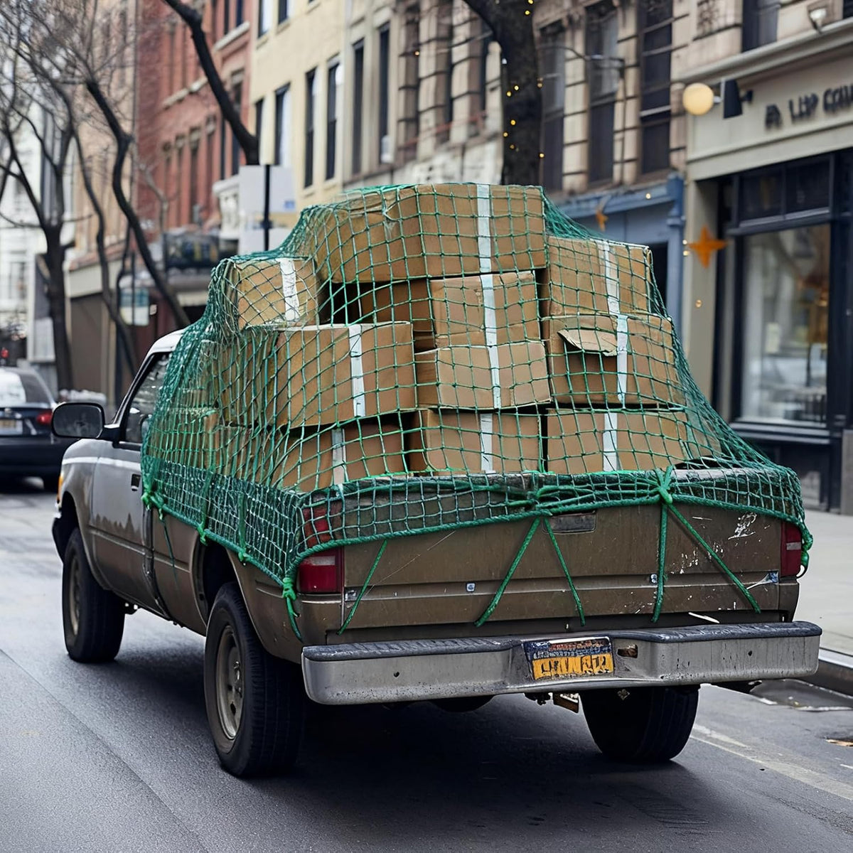 SATINIOR 9 x 15 ft Heavy Duty Cargo Net Truck Bed Network Cover with 18pcs Ropes Bungee Cargo Net Car Sealing Network Rope for Trailer Pickup Truck