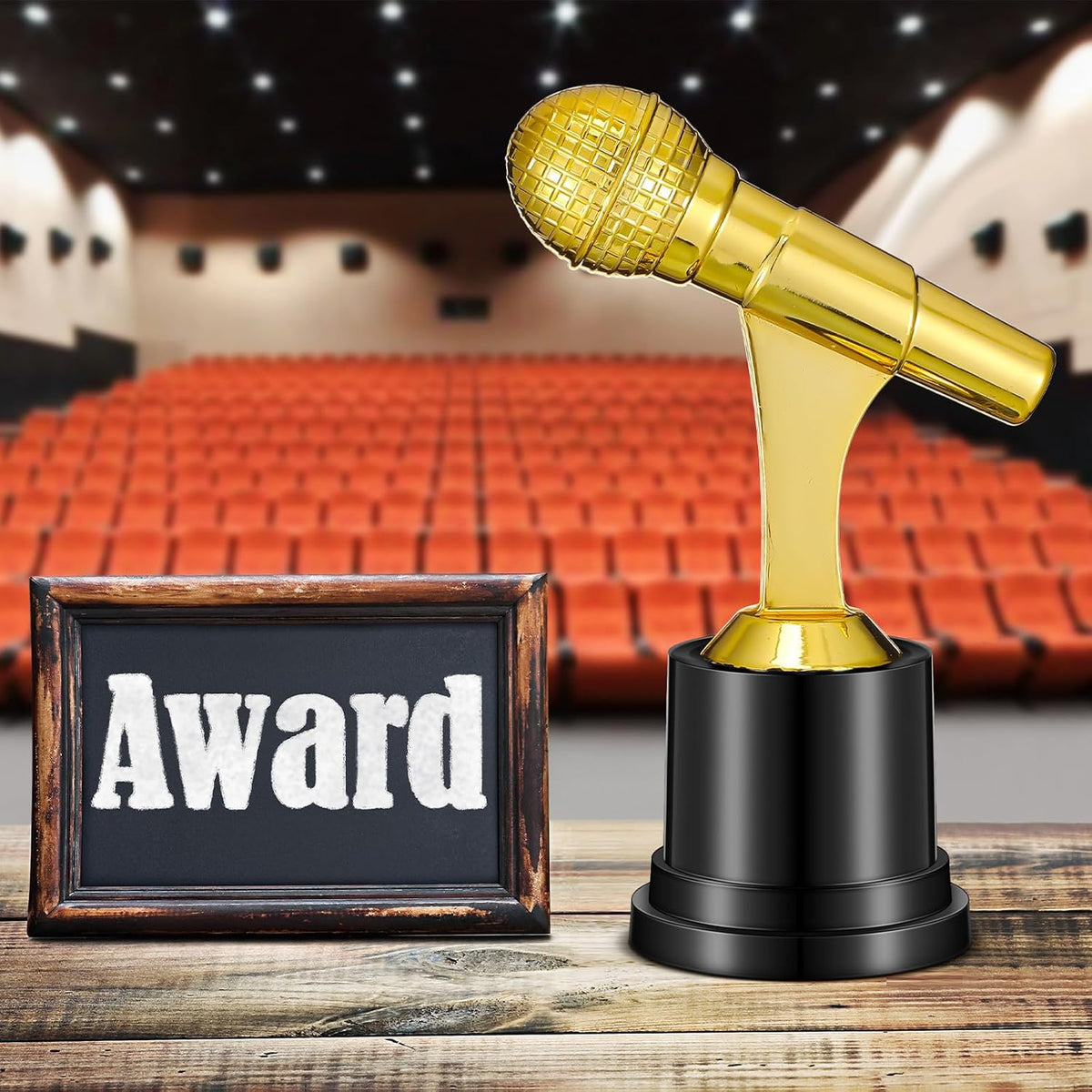 Tondiamo Gold Microphone Trophy - Music Awards Decoration | 2.76 x 5.12 Inches Party Favor