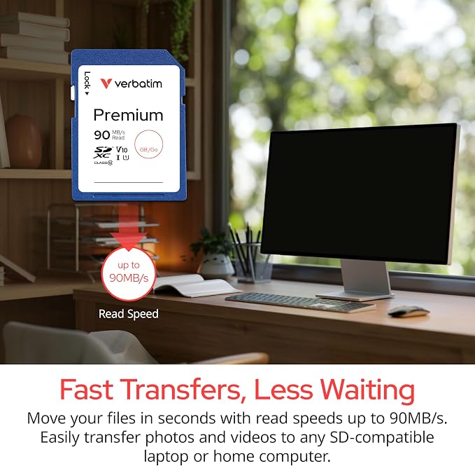 Verbatim 64GB Premium SDXC Memory Card, UHS-I V10 U1 Class 10