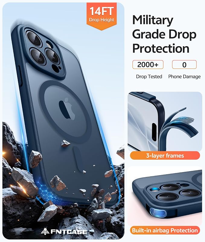 FNTCASE for iPhone 15 Pro Case: Translucent Matte Cases