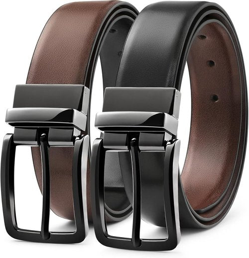 MilorDE Reversible Belt for Men - Adjustable Premium Leather - Double Style Versatility
