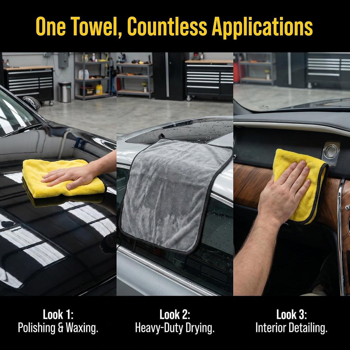 Microfiber Towels for Cars, 800GSM Car Cleaning Towels, Soft Microfiber Cleaning Cloths for Car Washing, Drying, Waxing, Buffing and Polishing, Scratch-Free Auto Detailing Towels, 6 Pack, 12 x 16 Inch