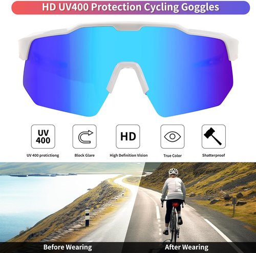 FEISEDY Sports Sunglasses - UV400 Protection Cycling Glasses for Men & Women | Ideal for Baseball, Fishing, Golf