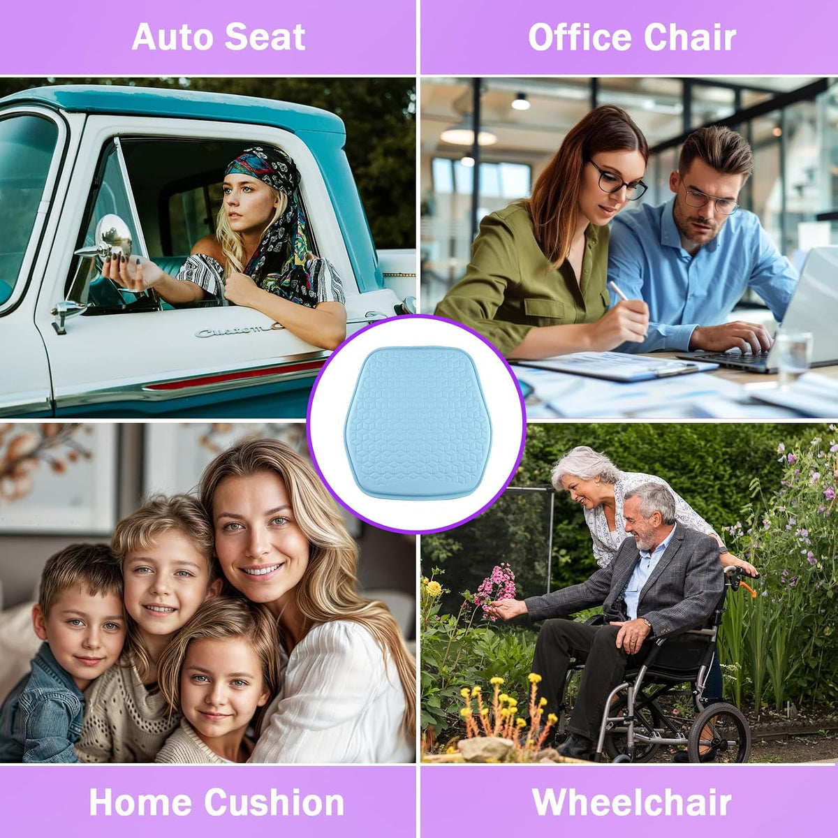 Thin Cool Gel Seat Cushion PU Leather for Car Seat Office Chair