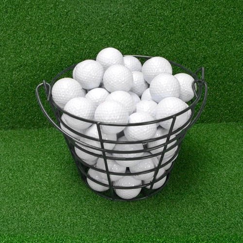 HAKZEON 2 PCS Stainless Metal Golf Ball Basket, Holds 100 Balls Golf Ball Container Bucket, Golf Container with Handle