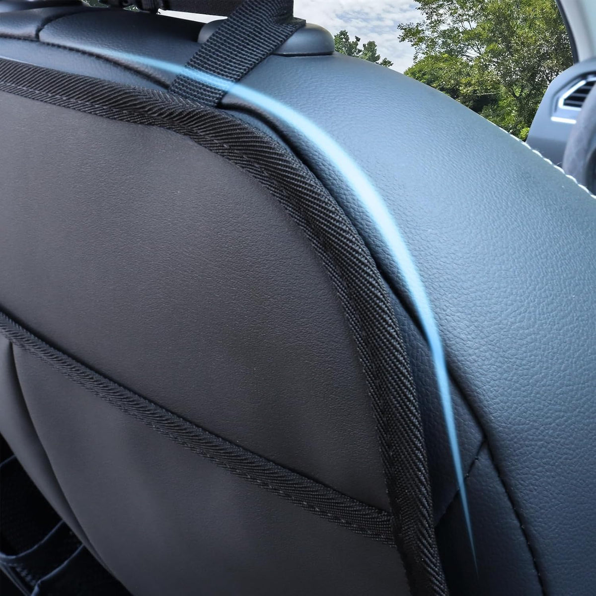 Car Backseat Organizer for Kids, Car Back Seat Storage Bag With 3 Pockets, 2 Drinks Holders, Water Resistant, Kids Toy Storage Kick Mat Back Seat Protector for Toddlers (Black 1-Pack)