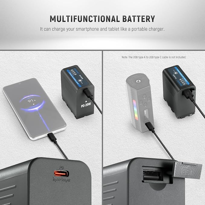 Neewer Basics 2Pcs NP-F970 Replacement Batteries 7800mAh, Compatible