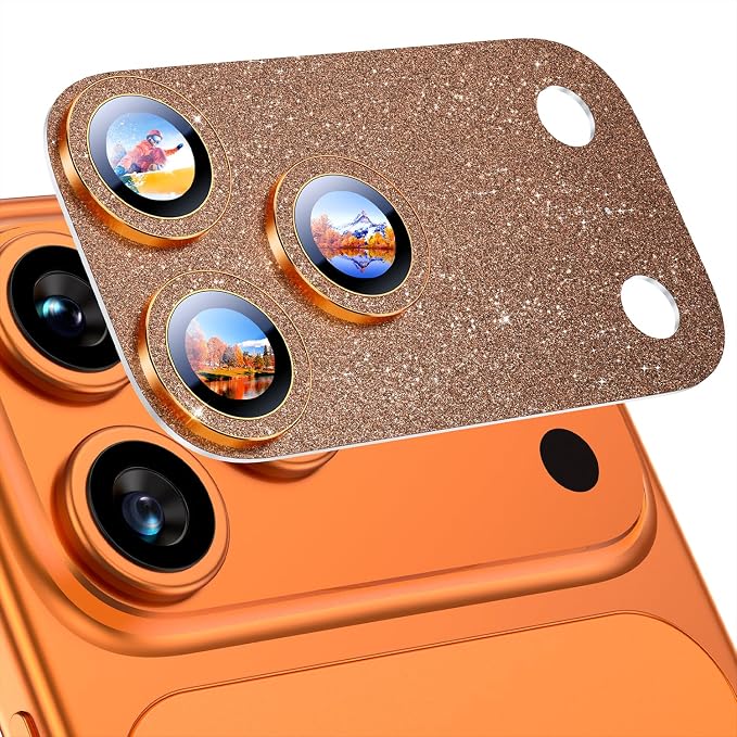 Uyiton for iPhone 17-Pro Camera-Lens Protector: Bling Metal Tempered Glass Rear