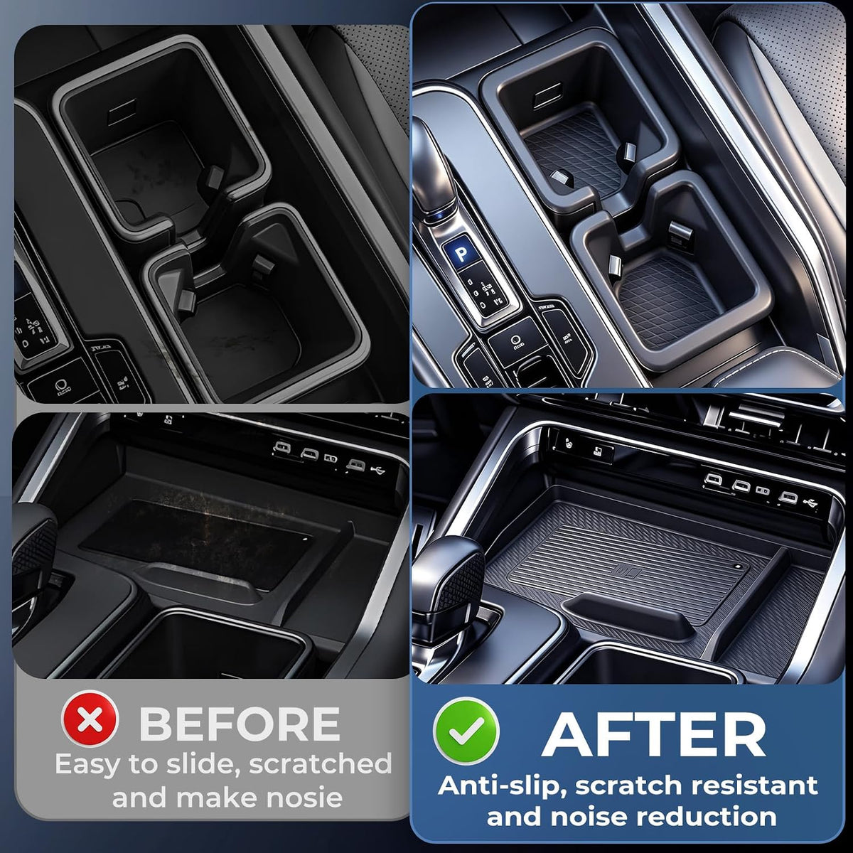 Cup Holder Insert & Wireless Charging Protective Mats for Lexus TX TX350/TX500h/TX550h+ 2026 2025 2024, Center Console Interior Accessories for 2024-2026 TX 350/500h/550h+, Black