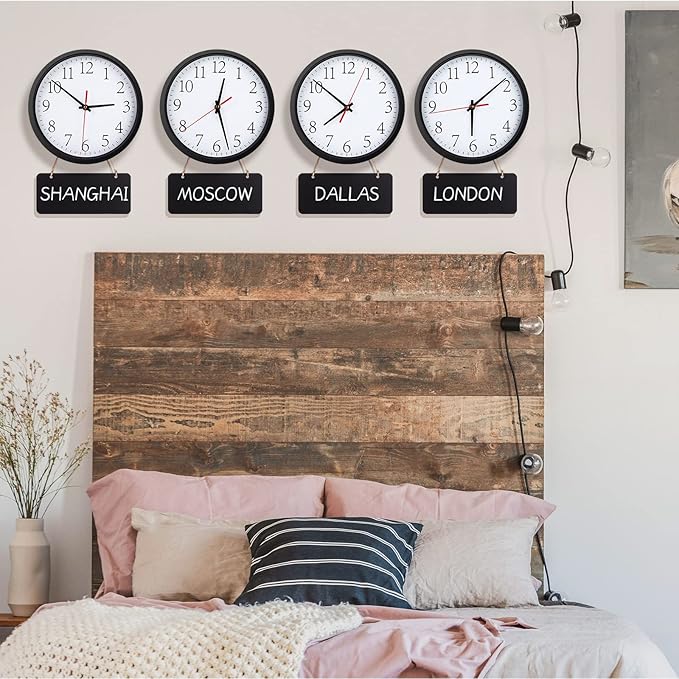 Silent Wall Clocks with Chalkboards and Marker, Battery Operated Round Multi