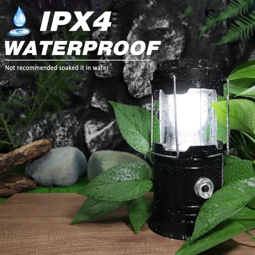 DIBMS Solar Camping Lantern - 2-Pack Collapsible LED USB Rechargeable Lights for Emergencies | Outdoor Use