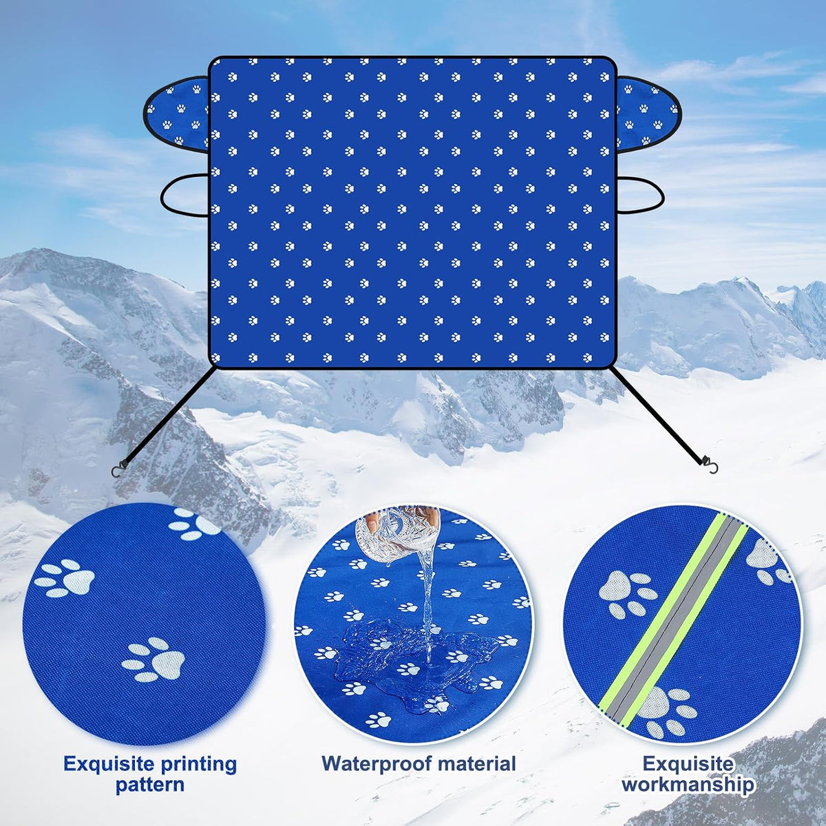 Tallew 5 Pcs Windshield Cover for Ice Kit Winter Windshield Snow with Side Mirror Cover Ice Snow Scraper, Brush and Glove Waterproof Frost Removal Guard Wiper Protector