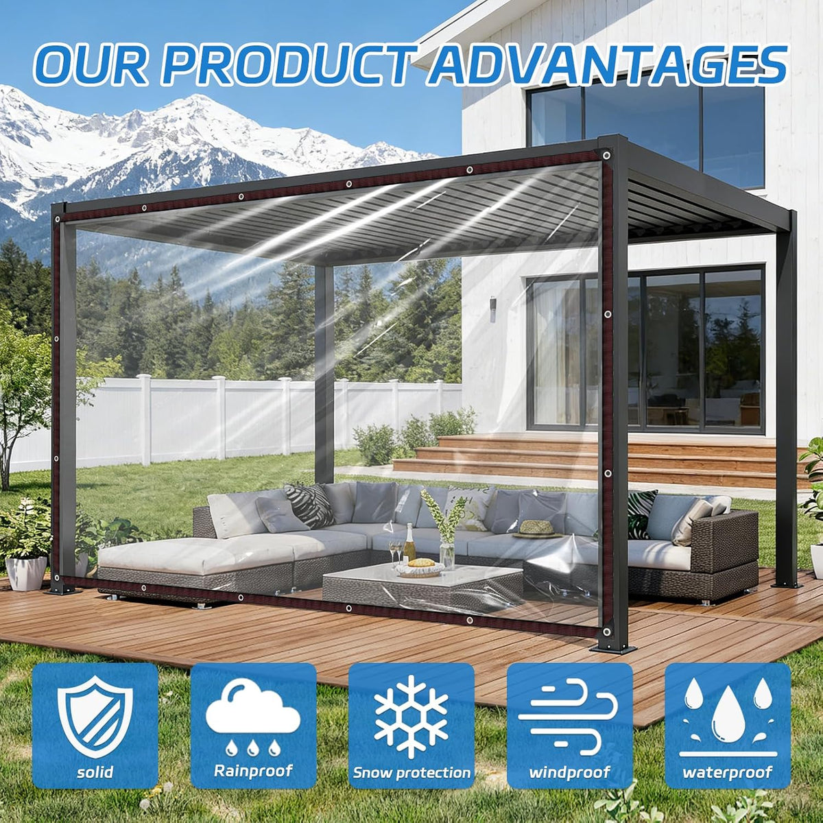 Clear Tarps 7x9ft, Waterproof Tarp Transparent with Grommets for Outdoors Anti-Tear for Chicken Coops Covering Firewood