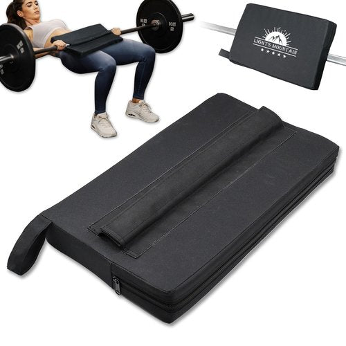 Lights Mountain Square Hip Thrust Pad for Smith Machine, Extra Thick Firm Barbell Pad for Glute Bridges, Non-Slip Hook & Loop, Heavy Duty Support for Squats & Hip Thrusts, Home Gym Equipment (Black)