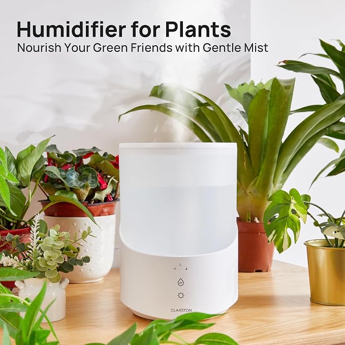 Clarston Humidifiers for Bedroom, 2.5L Cool Mist Humidifier with Essential Oils Diffuser and Nightlight, Top Fill Humidifiers for Home Large Room, Timer, Auto Shut-off, 25H Runtime