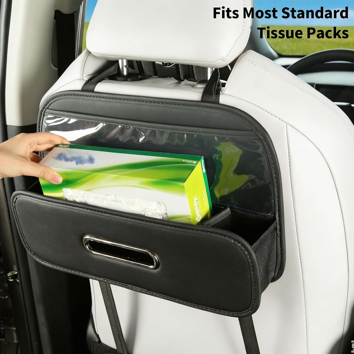 Back Seat Car Organizer with Cup Holder Tissue Box Kleenex Holder