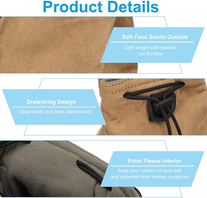 Patikil S Size Drawstring Lens Case Flannel Camera Handbag