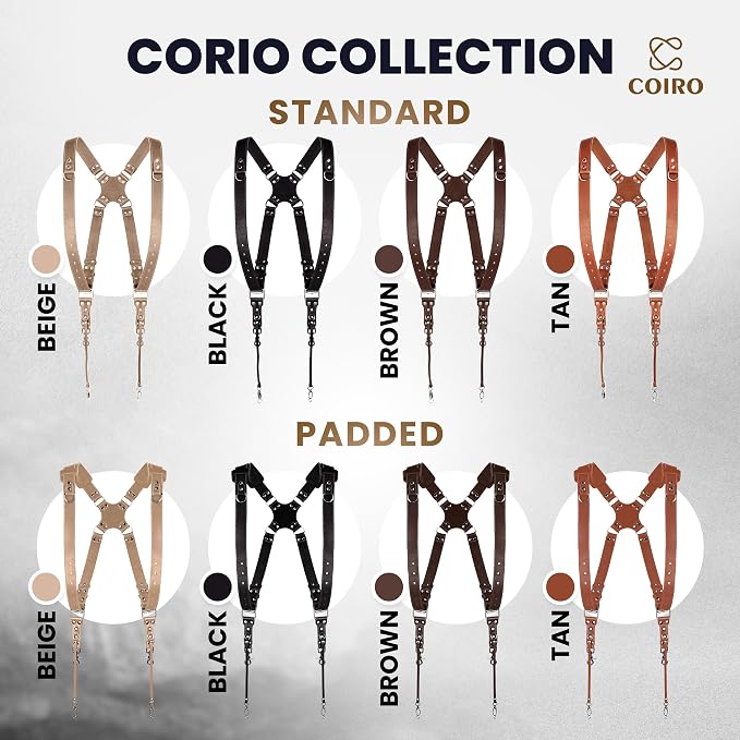 C Coiro Dual Camera Harness Shoulder Leather Camera Strap