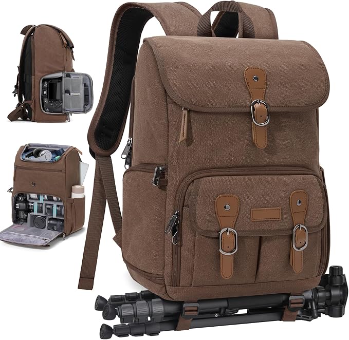 RAINSMORE Camera Bag Backpack for DSLR/SLR Mirrorless 15.6 Inch Laptop Camera