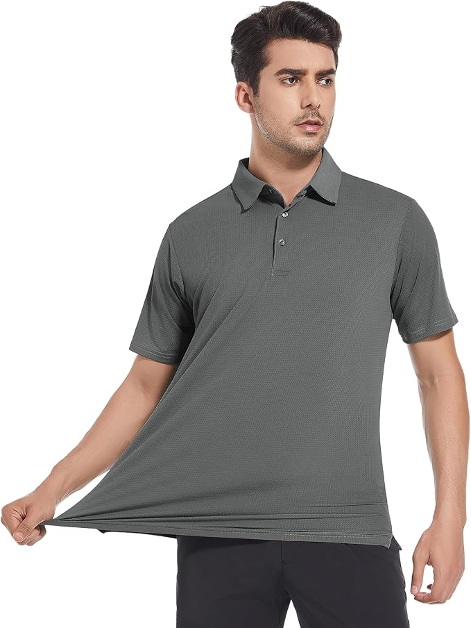 Alex Vando Mens Golf Shirt Moisture Wicking Quick-Dry Short Sleeve Casual Polo Shirts for Men