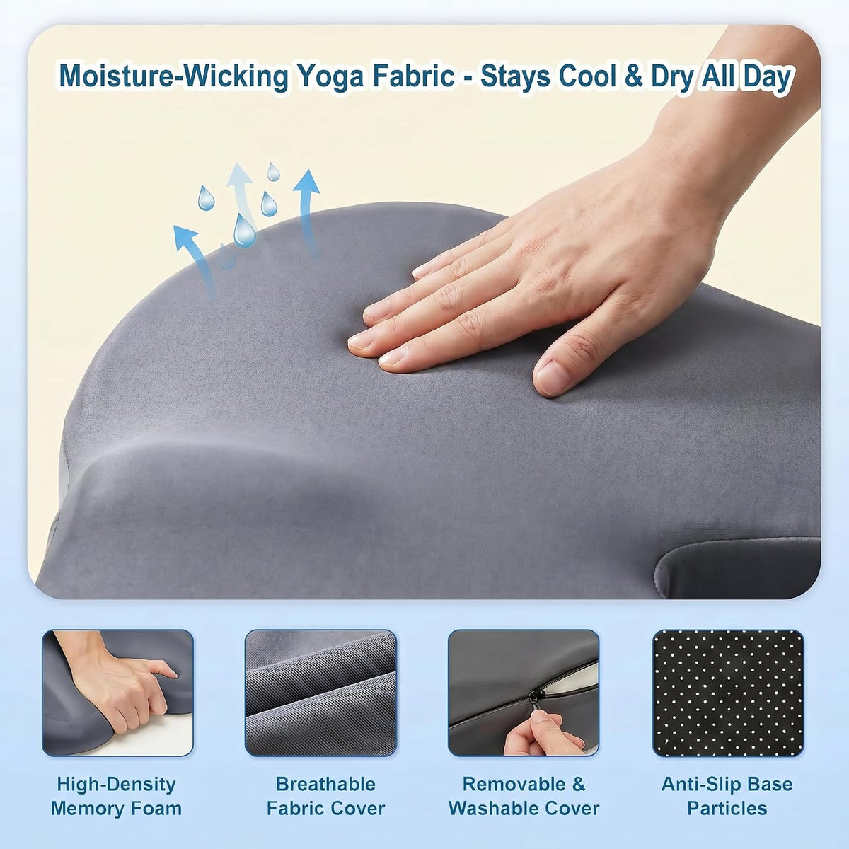 Driver Seat Cushion for Car, Ergonomic Memory Foam Car Seat Pad with Taller Lumbar Support, Back & Sciatica Pain Relief Car Cushion for Long Driving, Tailbone & Coccyx Support