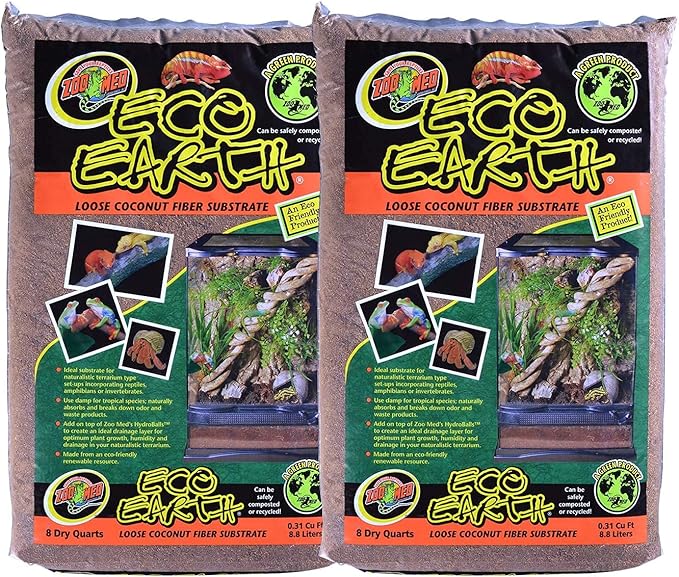 DBDPet 's Bundle 2 Pack Zoomed Eco Earth Loose Coconut Fiber Reptile Substrate 8 quarts | by Zoomed & Includes Attached Pro-Tip Guide