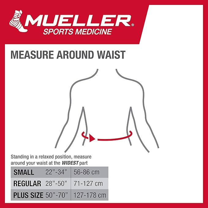 MUELLER Sports Medicine Adjustable Lumbar Back Brace with Removable Pad, Back Pain Relief Support for Men and Women, Ideal for Upper and Lower Back Pain, Sciatica, Scoliosis, Black, Plus Size