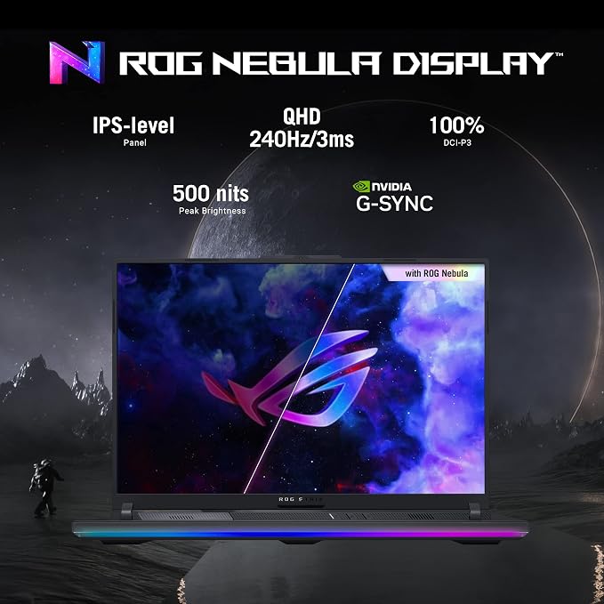 ASUS ROG Strix Scar 18 (2023) Gaming Laptop, 18” Nebula Display 16:10 QHD 240Hz/3ms, GeForce RTX 4090, Intel Core i9-13980HX, 32GB DDR5, 2TB PCIe SSD, Wi-Fi 6E, Windows 11 Pro, G834JY-XS97,Black