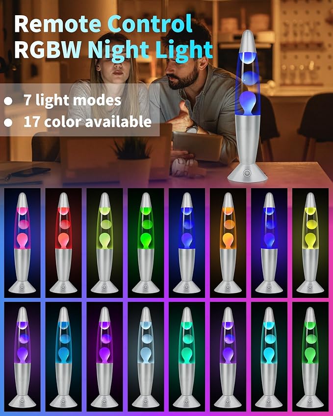 17 Colors Changing LED Liquid Motion Lamps with Remote - 13.5 Inch Liquid Night Light for Adults Teens, Relaxing Ambient Lighting for Home Décor, Valentine's Day Party Christmas Gifts for Women Men