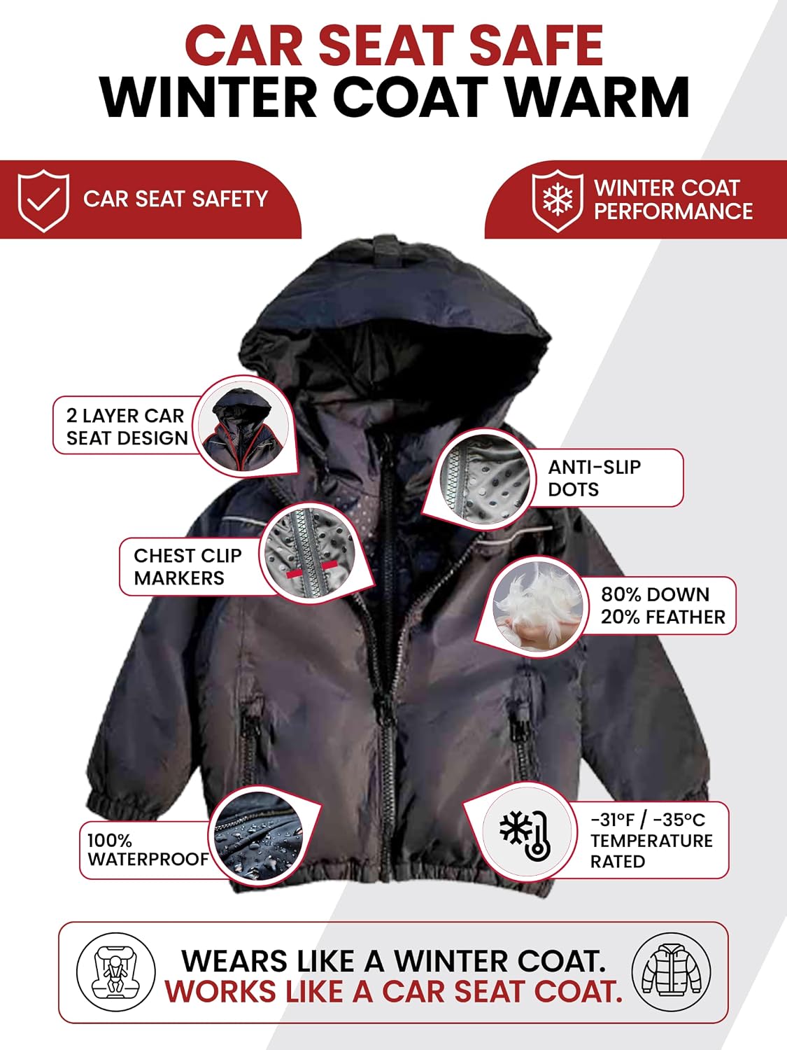 ONE KID Car Seat Coat | The Road Coat Arctic, Years 2-10